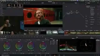 DaVinci Resolve interface showing color wheels with a color grading example