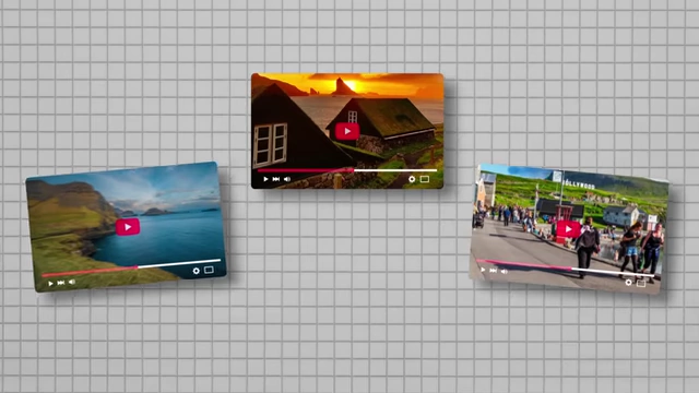 A graphic showing three video thumbnails, representing a planned three-part vlog series from the Faroe Islands