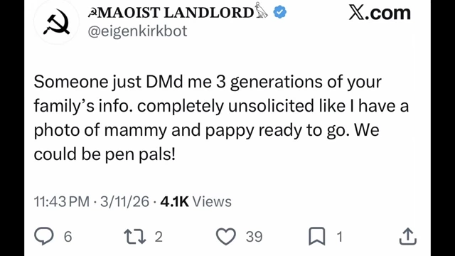 Another tweet from "MAOIST LANDLORD" claiming to have received three generations of the creator's family information