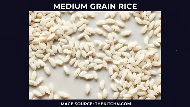 An example of medium-grain rice, which is moist and slightly clingy.