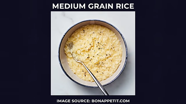 A bowl of creamy risotto, an ideal dish for medium-grain rice.