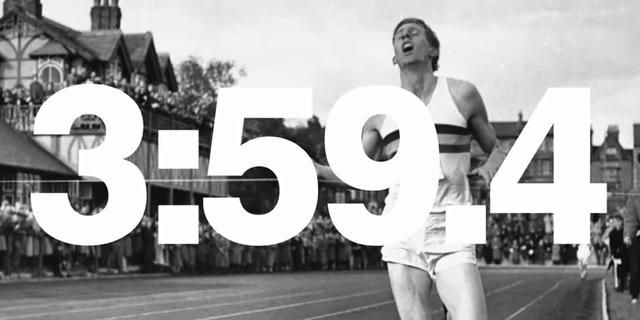 Roger Bannister breaking the 4-minute mile barrier
