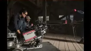Cinematographer Autumn Durald Arkapaw operating a large IMAX camera on set for "Sinners"