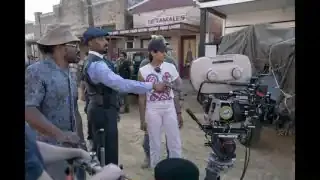 Autumn Durald Arkapaw on set for a complex street scene, collaborating with director Ryan Coogler