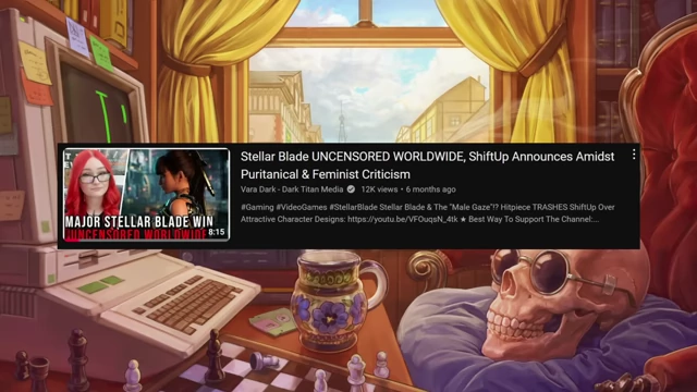 YouTube视频标题，宣称《星刃》在“清教徒式和女权主义批评”中宣布全球未经审查。