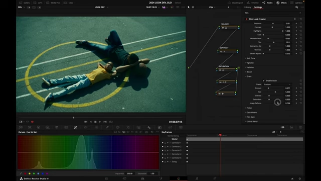 DaVinci Resolve Film Look Creator's focus adjustment used to slightly soften the image, mimicking paint texture