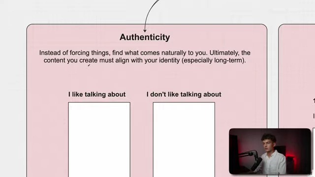 A diagram to identify topics you genuinely enjoy discussing and those you don't, to ensure authenticity in content creation.