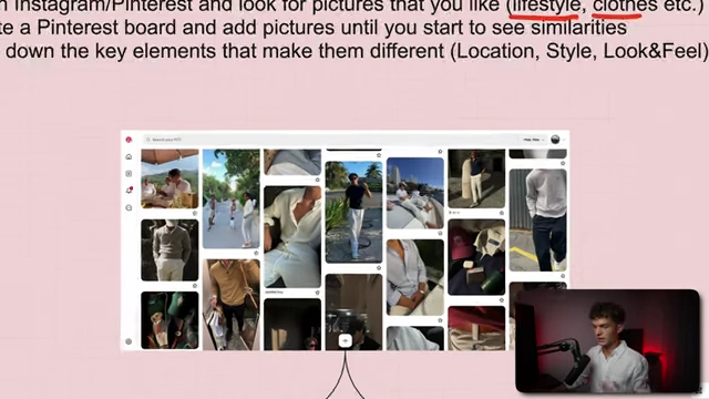 Instructions for creating a Pinterest board to identify recurring themes and key elements in desired aesthetics.