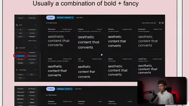 A Google Fonts screenshot demonstrating how to filter for "geometric" fonts suitable for bold branding elements.