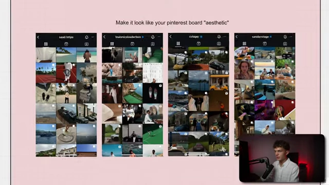 Instagram feeds curated to mimic a Pinterest board aesthetic, emphasizing visual consistency and high-quality imagery.