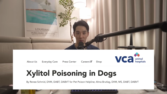 Article from VCA Animal Hospitals warning about xylitol poisoning in dogs