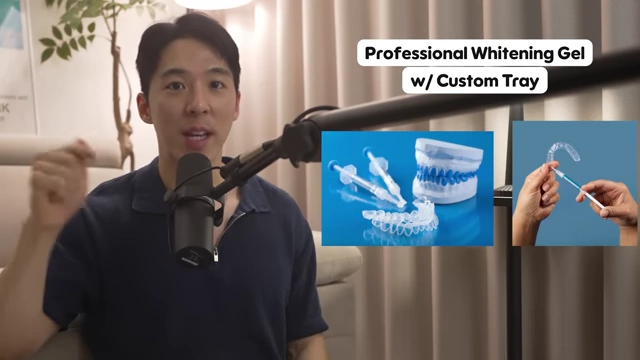 Professional whitening gels in syringes and custom trays