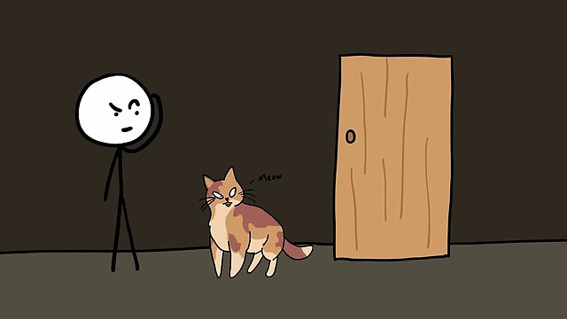 Cats have learned to meow at humans to communicate desires, such as wanting to be let outside.