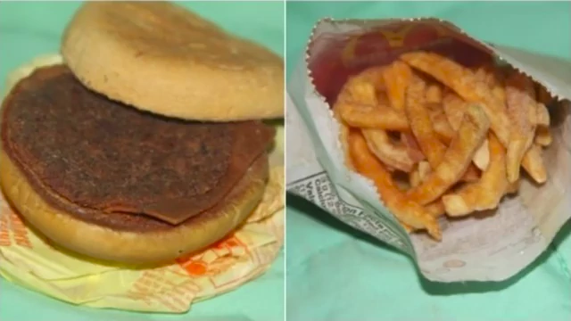 Six-year-old McDonald's burger and fries