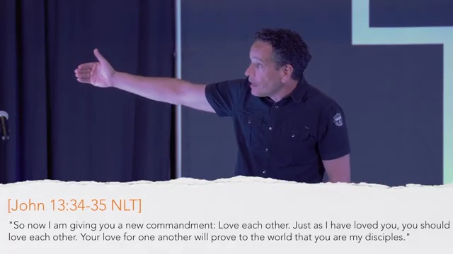 John 13:34-35 NLT on screen