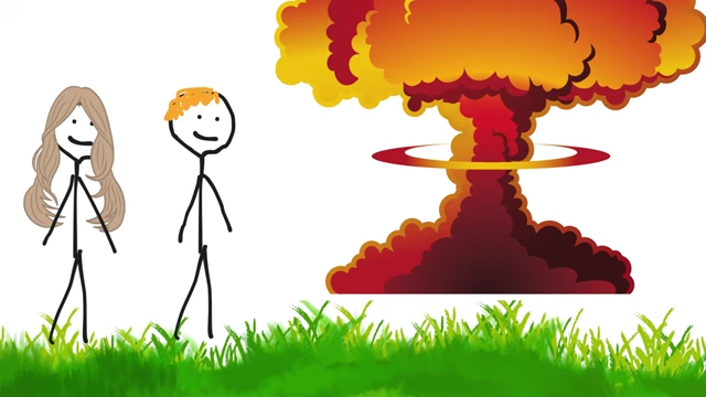A newly opened cafe business exploding in a mushroom cloud, illustrating the high risks and potential failures associated with entrepreneurship.