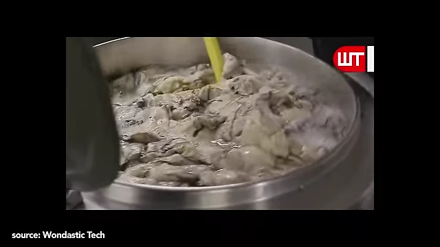 A large vat where oysters are being processed for oyster extract to be used in the sauce.