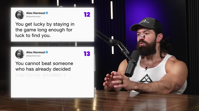 Tweets explaining how luck finds those who stay in the game