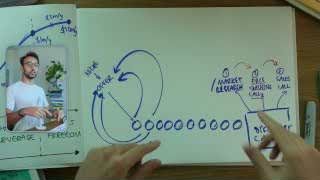 A diagram showcasing the progression from market research to free coaching to sales calls as methods for discovery