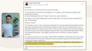 Facebook post from Alex Hormozi seeking personal training clients from his network