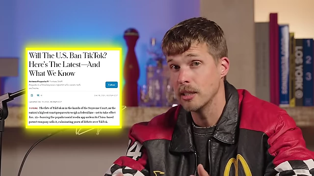 A news headline discusses a potential TikTok ban, emphasizing Instagram's growing importance.