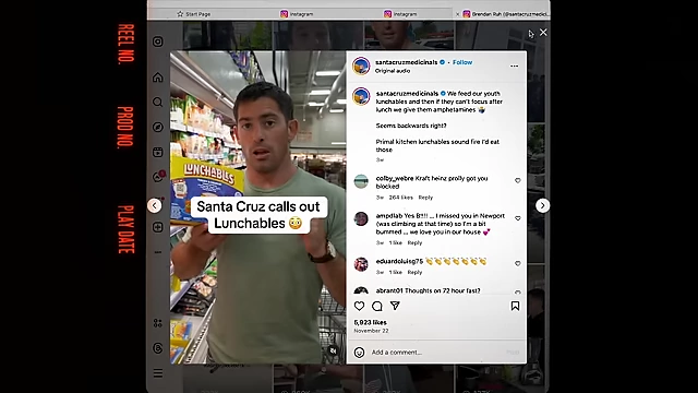 The founder of Santa Cruz Medicinals "calling out Lunchables" in a video.