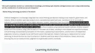 研究表明，过度依赖AI会降低学生的批判性思维能力，导致认知负荷减少，但不质疑答案的倾向增加。