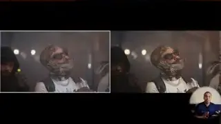 Before and after comparison of footage with DCTR applied, highlighting the visual improvement