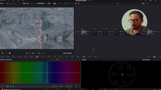 DaVinci Resolve node graph with the IDT (Input Device Transform) node selected