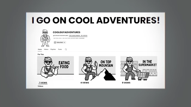 Mock-up of a YouTube channel with low view counts, illustrating poor product-market fit