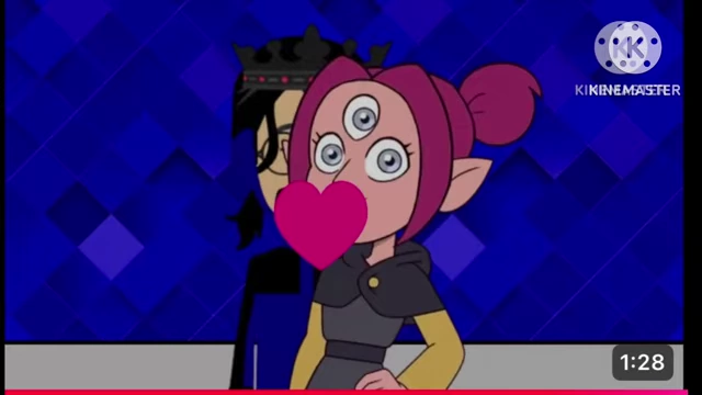 A three-eyed animated character with a heart covering its mouth, related to the pedophilia accusation.