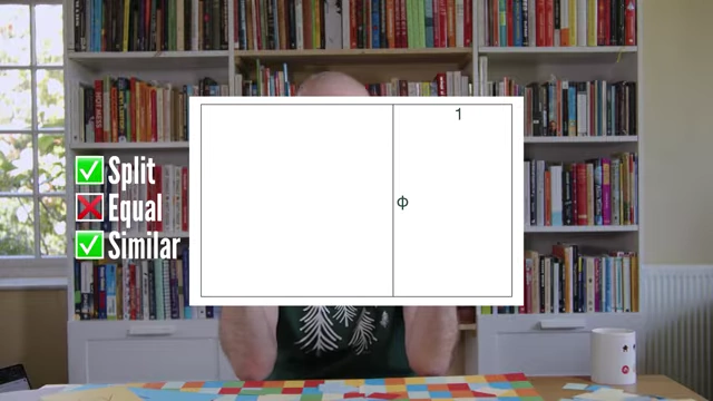 Diagram of a Golden Ratio rectangle being split into a square and a smaller, similar Golden Ratio rectangle.