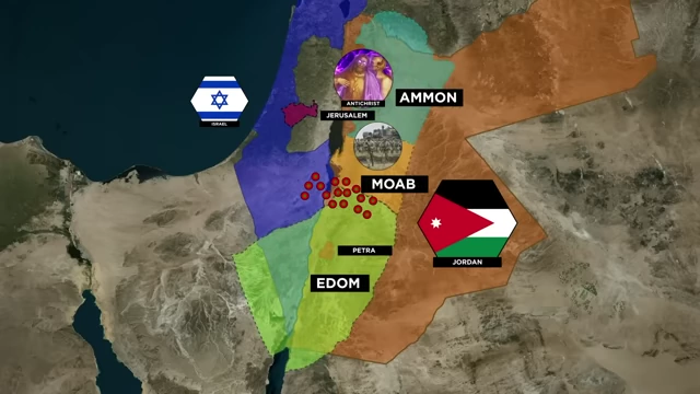 Map showing Petra's location in Jordan relative to Israel and ancient nations of Edom, Moab, and Ammon
