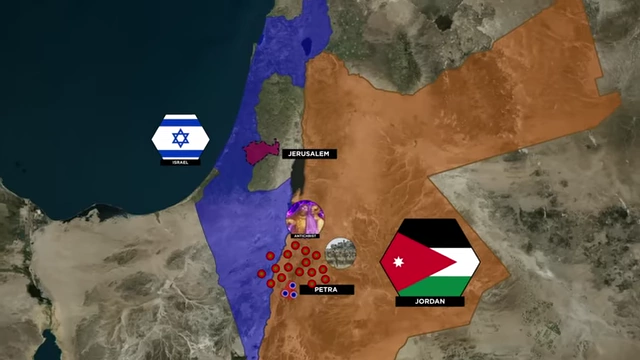 Map showing Jesus returning directly to Petra/Bosra in Jordan, where the Antichrist's armies are gathered