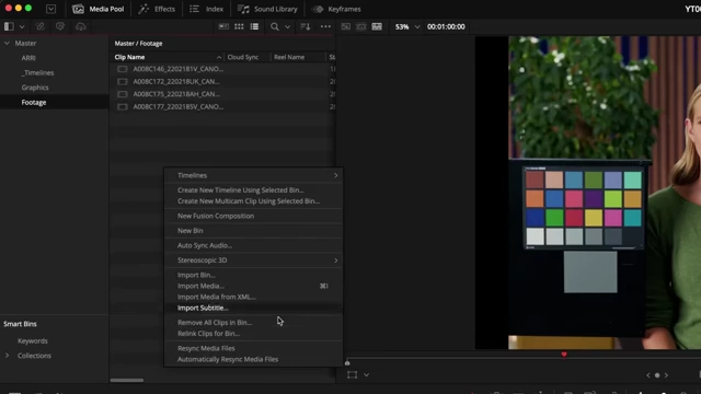 Media Pool context menu to enable automatic media file resync