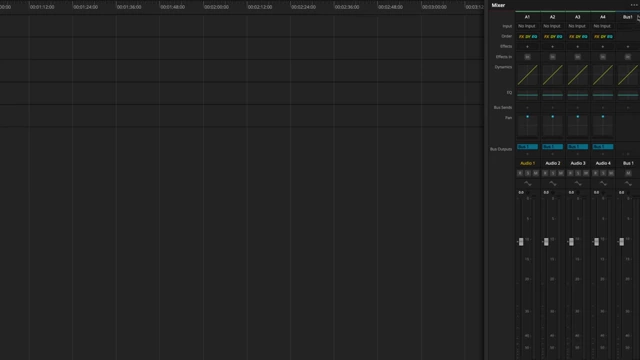 Fairlight mixer options for customizing visible sections