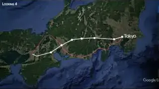 Map showing the planned route of the Chuo Shinkansen line from Tokyo to Osaka.