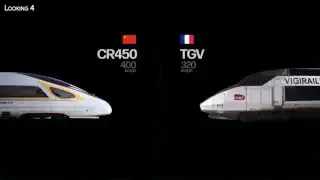 Infographic comparing the top speeds of China's CR450 at 400 km/h and France's TGV at 320 km/h.