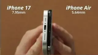 Comparison of iPhone 17 (7.95mm) and iPhone Air (5.64mm) thickness