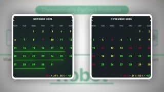 A calendar showing inconsistent adherence to a protocol over two months, with many missed days in the second month
