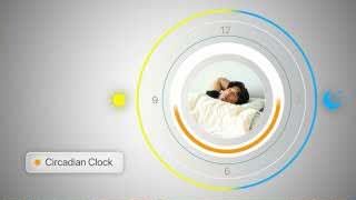 Diagram of a circadian clock with a figure sleeping, illustrating how sleeping in can shift the entire cycle