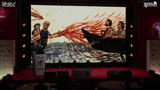 An illustration of Byzantine ships deploying flamethrowers, known as Greek Fire