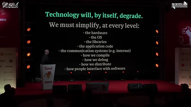 A call to action for simplification at every level of technology, from hardware to user interfaces, to combat degradation