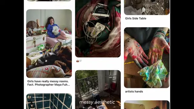 A Pinterest board showing images associated with the "messy aesthetic."