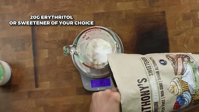 Adding 20g of erythritol as a sweetener.