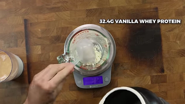 Adding 32.4g of vanilla whey protein for the Oreo ice cream.