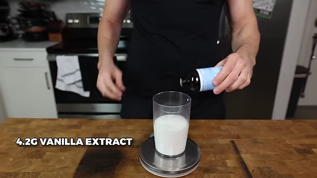 Adding 430g of 2% milk for the cookie dough ice cream base.