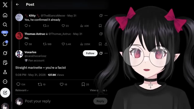 A Twitter user calling "Straight marinette = you're a fascist."