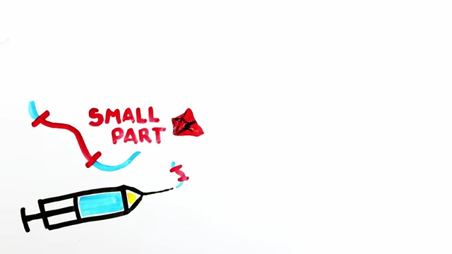 A whiteboard illustration demonstrating how mRNA vaccines inject genetic instructions for only a "small part" of a virus, such as the spike protein.