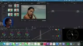 DaVinci Resolve interface showing color wheels and scopes